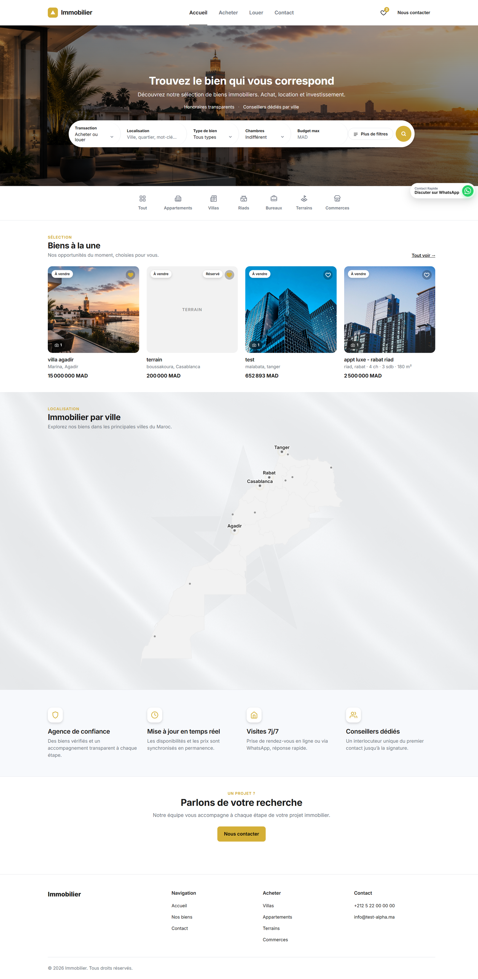 Site web immobilier public généré par Vylos